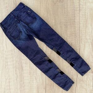 BLACK ORCHID Stretch Dark Wash Denim Velvet Patchwork Leg Detail Skinny Jeans 26